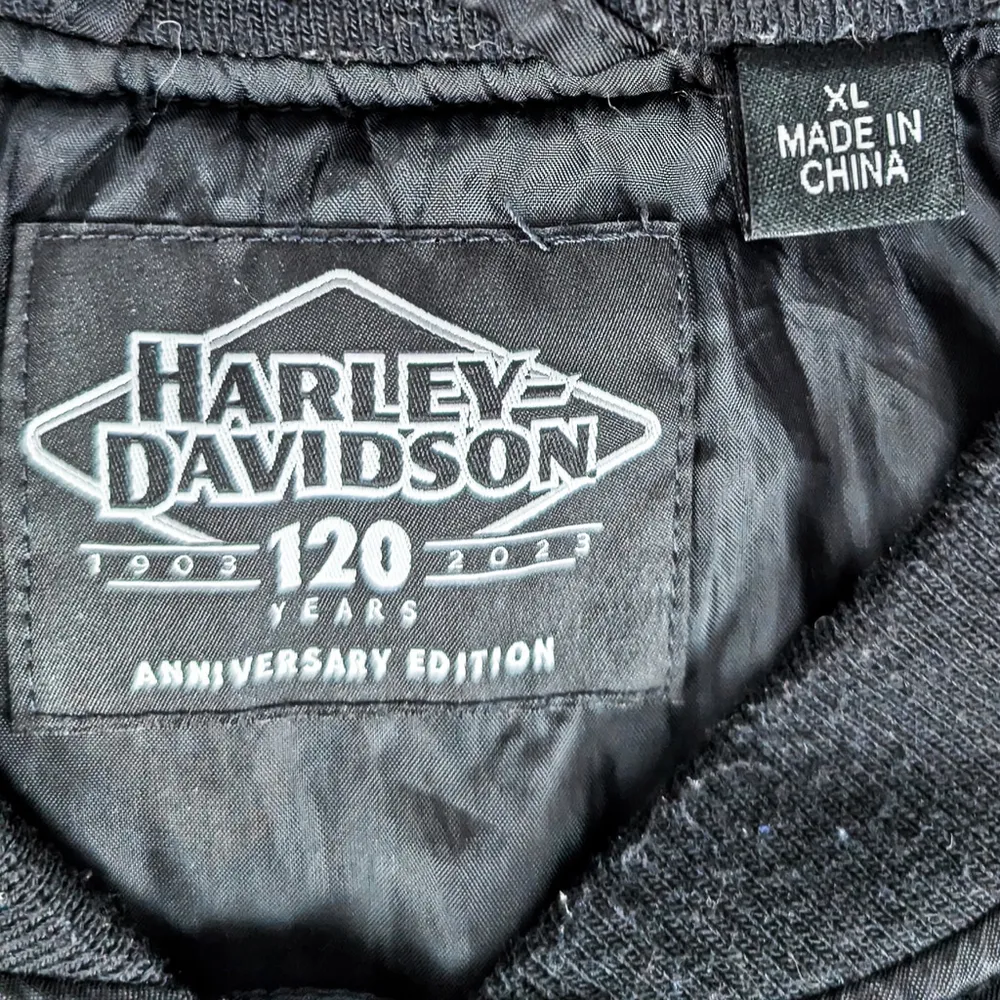 Women's Harley Davidson 120th Anniversary Nylon Bomber Jacket XL Black - Image 2