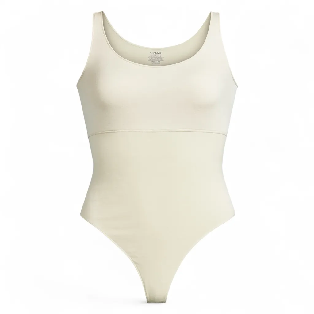 Spanx XL Cream Bodysuit Shapewear - Seamless Thong Fit - Sculpt & Smooth - Image 2
