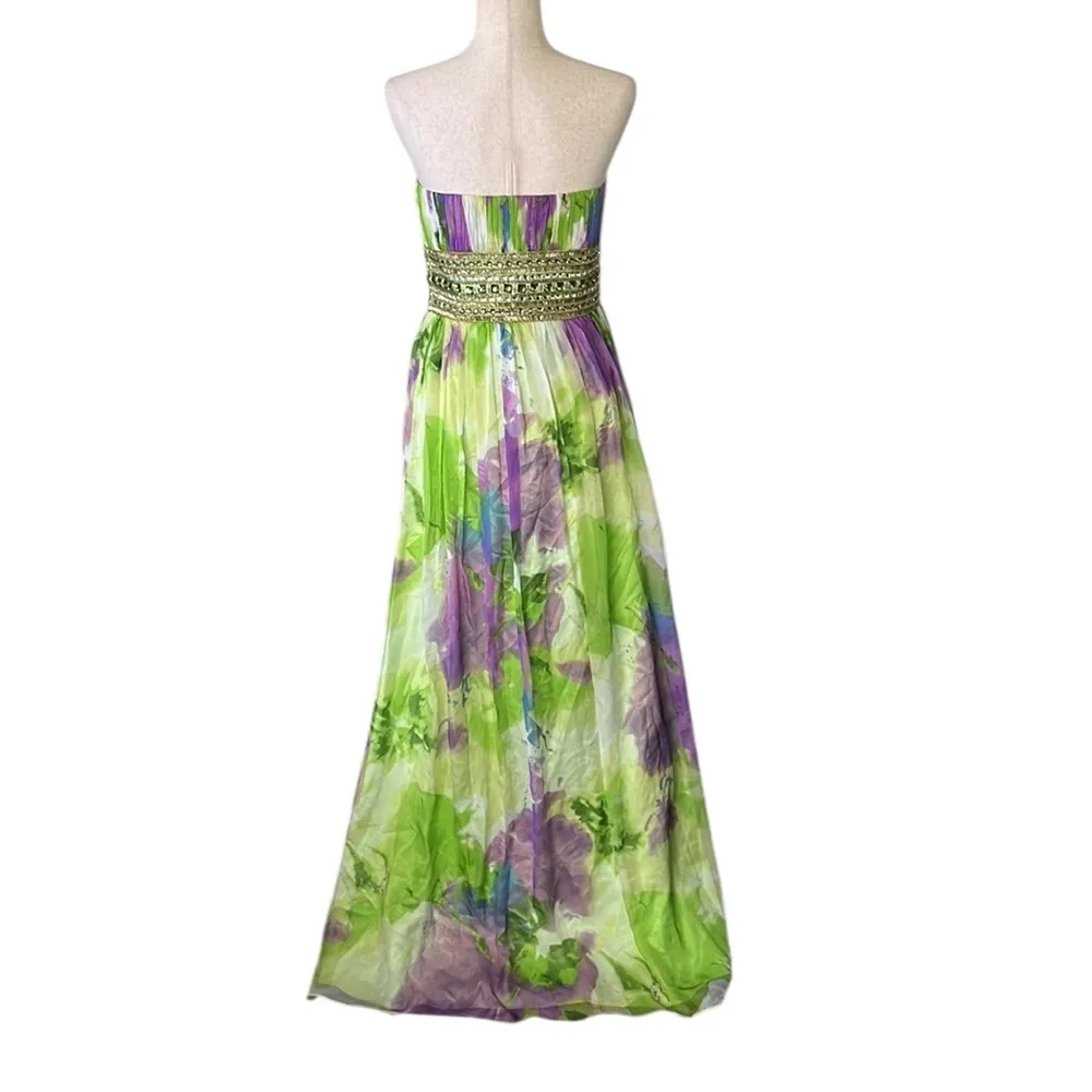 Camille La Vie Silk Watercolor Strapless Maxi Dress - Image 7