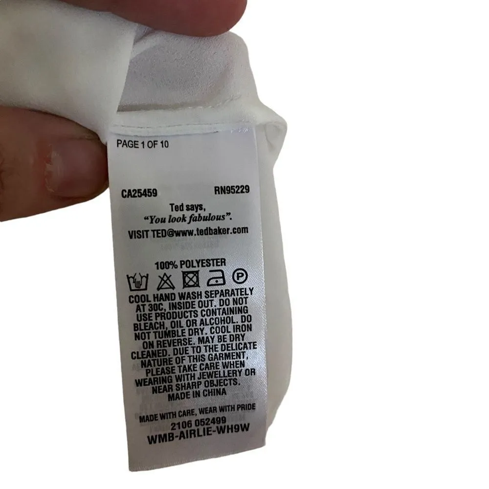 Ted baker NEW Airlie pleated smocking high neck top ivory US size 8 - Image 5