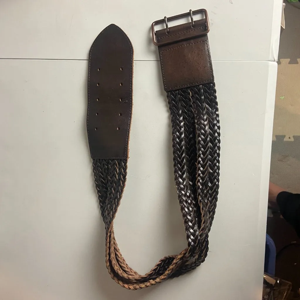 LP Vintage Collection Size M Genuine Leather Braided Wide Belt Brown Western - Image 4