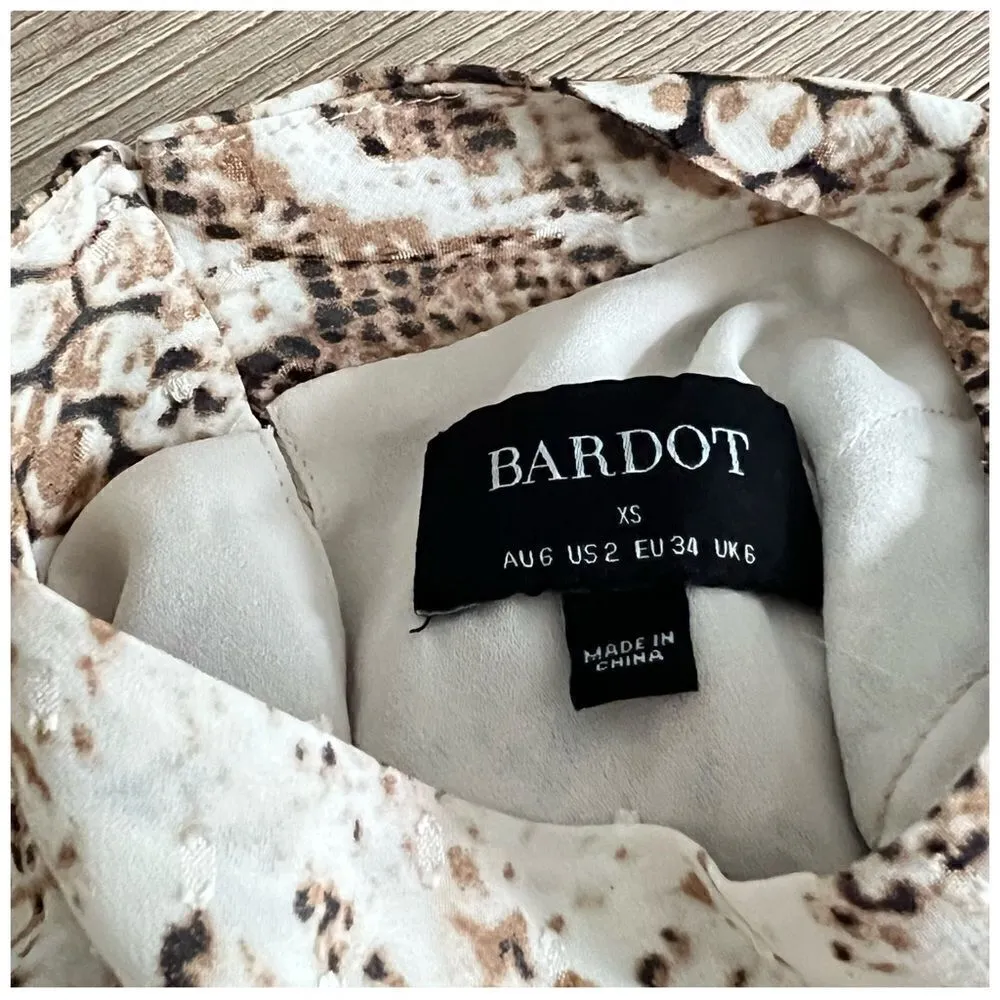 Bardot Snake Print Mock Neck Blouse in Natural Lyst Size XS - Image 15