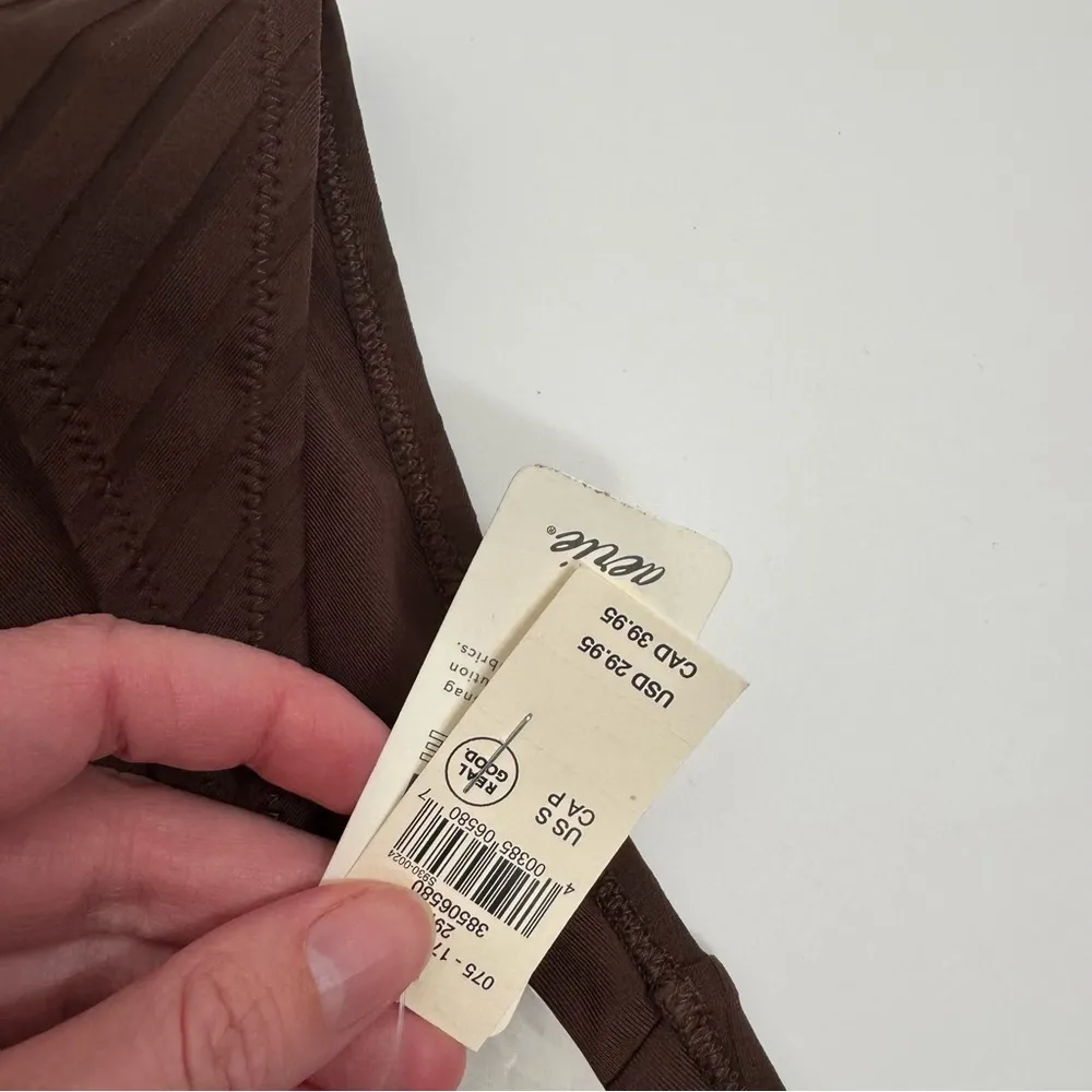 NEW Aerie Wide Rib Low Rise Ring Cheeky Bikini Bottom Canyon Sun Brown Sz Small - Image 8