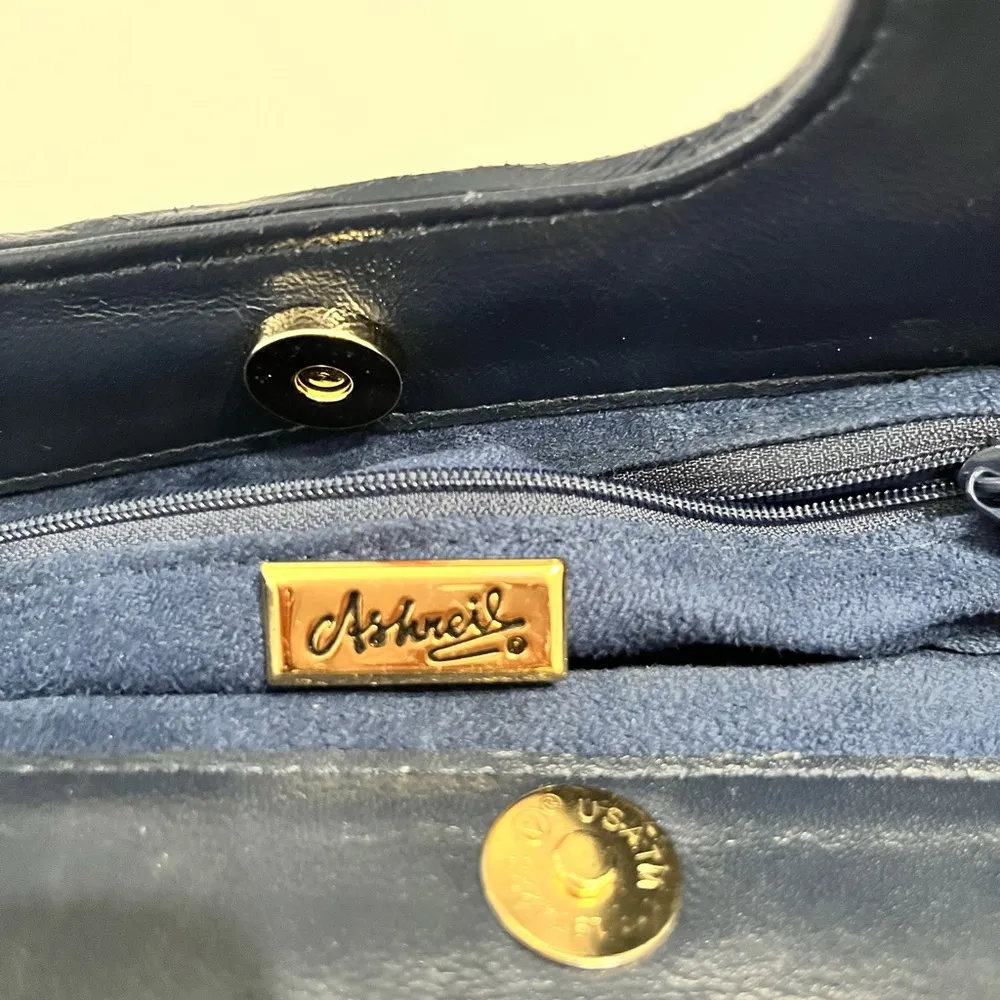 Ashneil Vintage Elegant Navy soft Leather Handbag Blue - Image 5