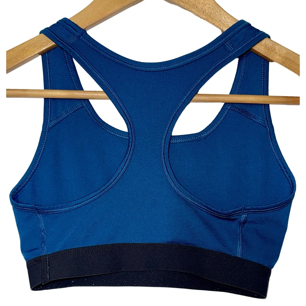 NEW Nike Dri-Fit Swoosh Light Support Non-Padded Sports Bra Blue Black Size S - Image 2