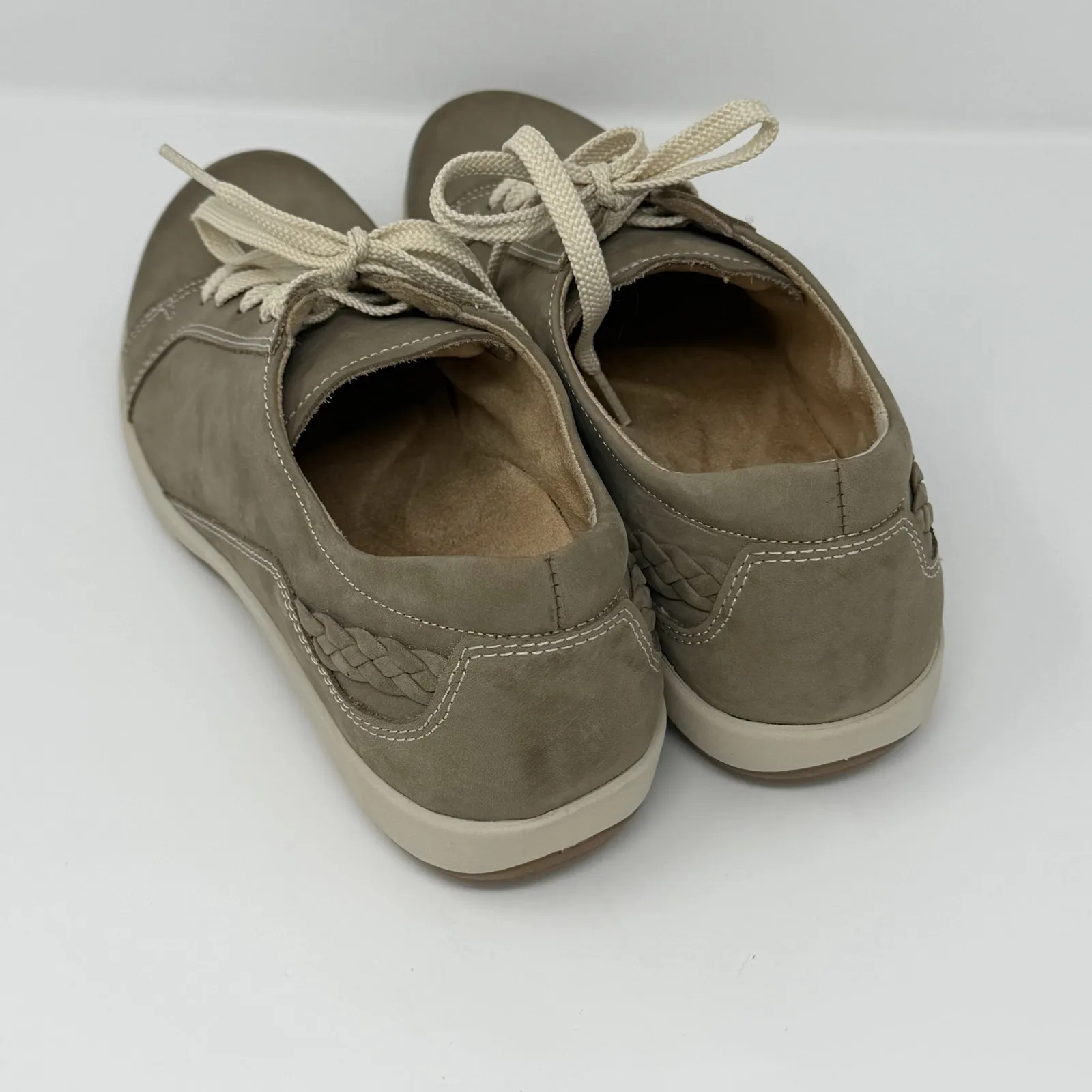 Aetrex Dana Warm Gray EU 90 US 9 9.5 Lace Up Oxford Sneakers Taupe Leather - Image 6