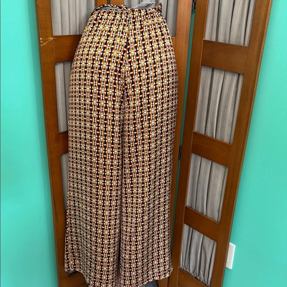 Lelis brand Stylish Wide Leg Pants in Multicolor Pattern Red Size XS - Image 6