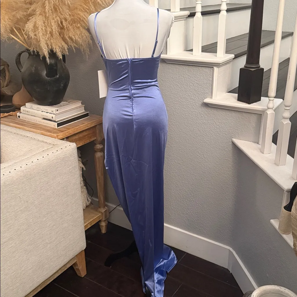 Honey & Rosie Cornflower Blue Maxi Slit Dress Size Small - Image 5