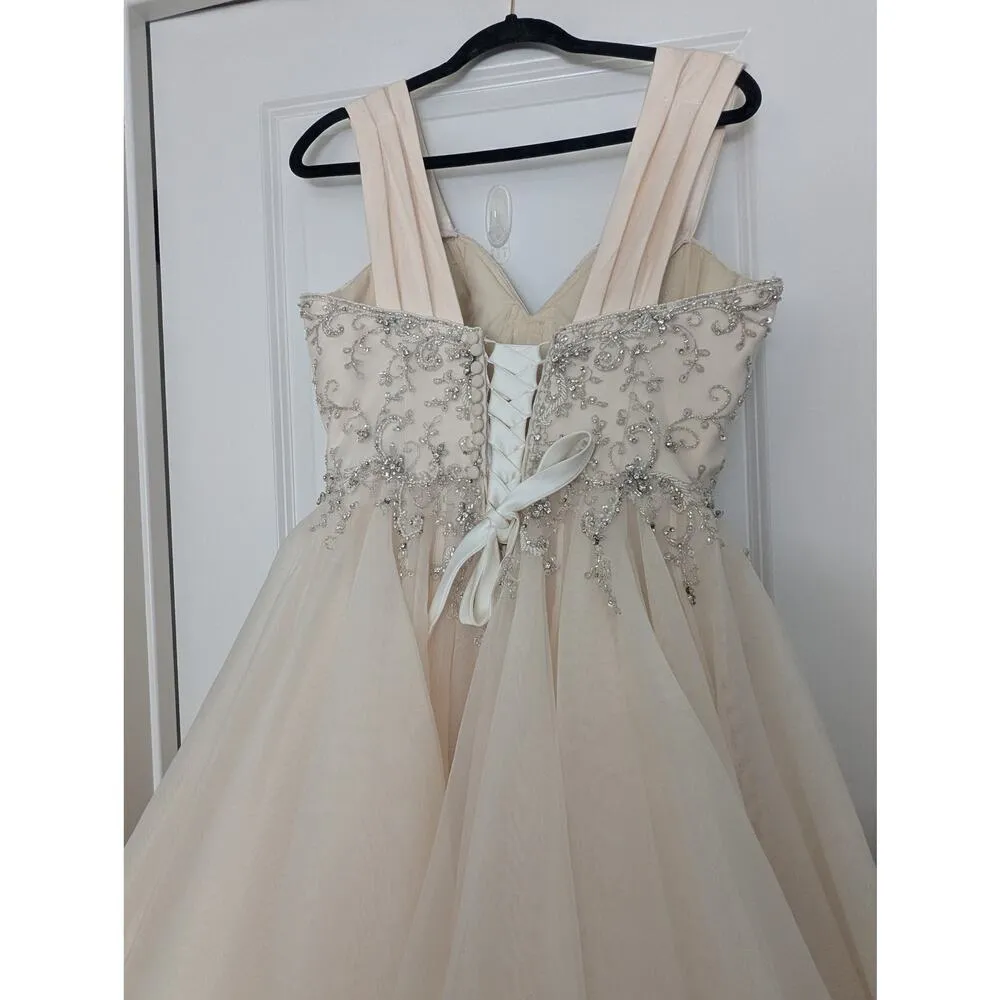 Kitty Chen Aletta Ruffle Ball Gown Bridal Wedding Dress Off White Beaded Corset Size 6 - Image 7