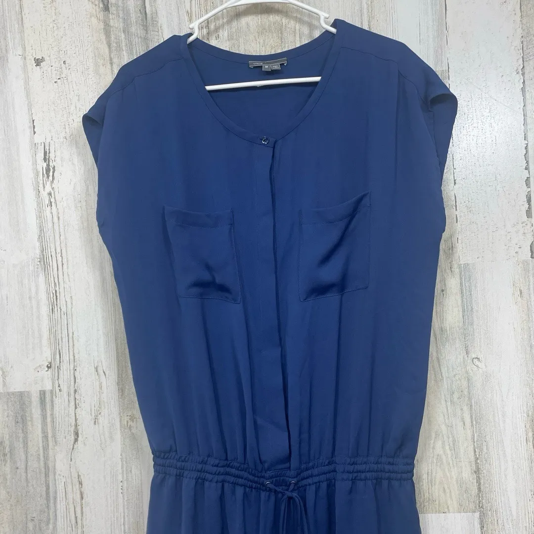 Vince Utility Drawstring Waist Shirt Dress Deep Navy Size Minimalist Casual Blue Size M - Image 3
