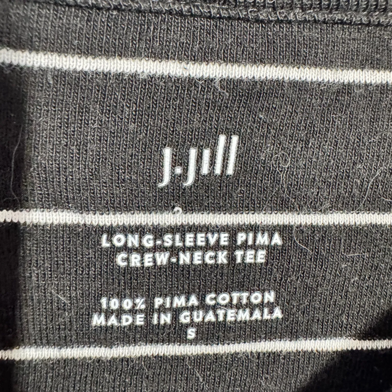J.Jill Lot 2 Pima Cotton Long Sleeve Tshirt Women S Blue Blach White Stripe Crew - Image 6