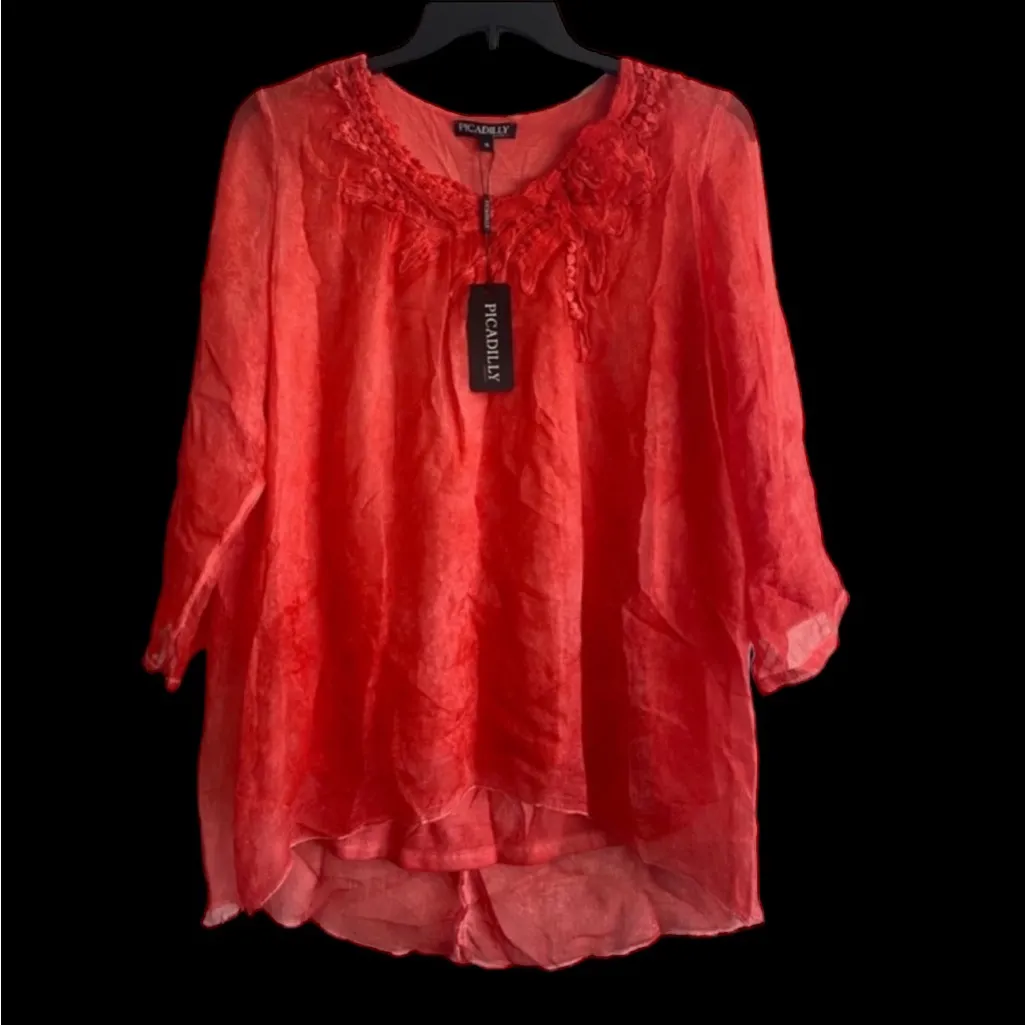 PICADILLY CANADA CORAL‎ BLOUSE Size 16 - Image 3