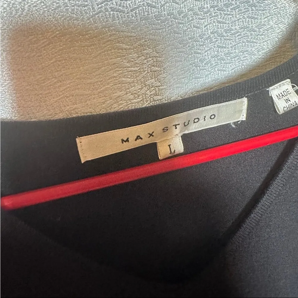 Max Studio Black Fitted corset sweater front L - Image 4