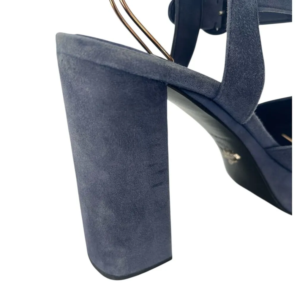 Prada Suede Crisscross Platform Sandals in Blue - Image 11