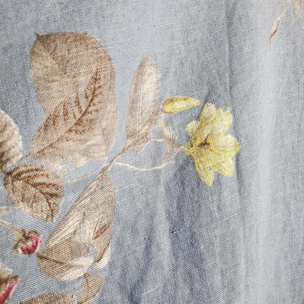 Kaktus made in Italy sz L oversized linen viscose blend blue rose print tunic Green Size L - Image 10