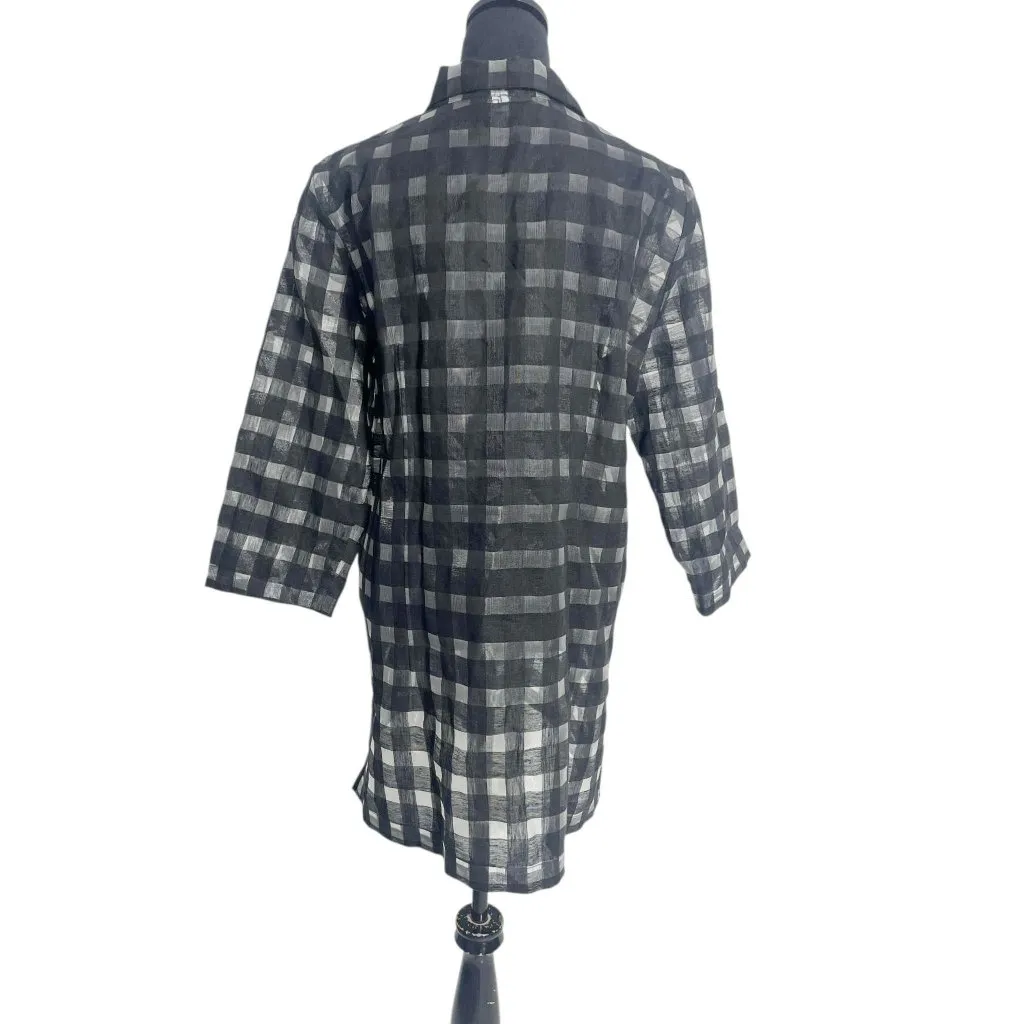 Connie Roberson Size XL Top Blouse Button Down Shirt Jacket Plaid Collared - Image 5