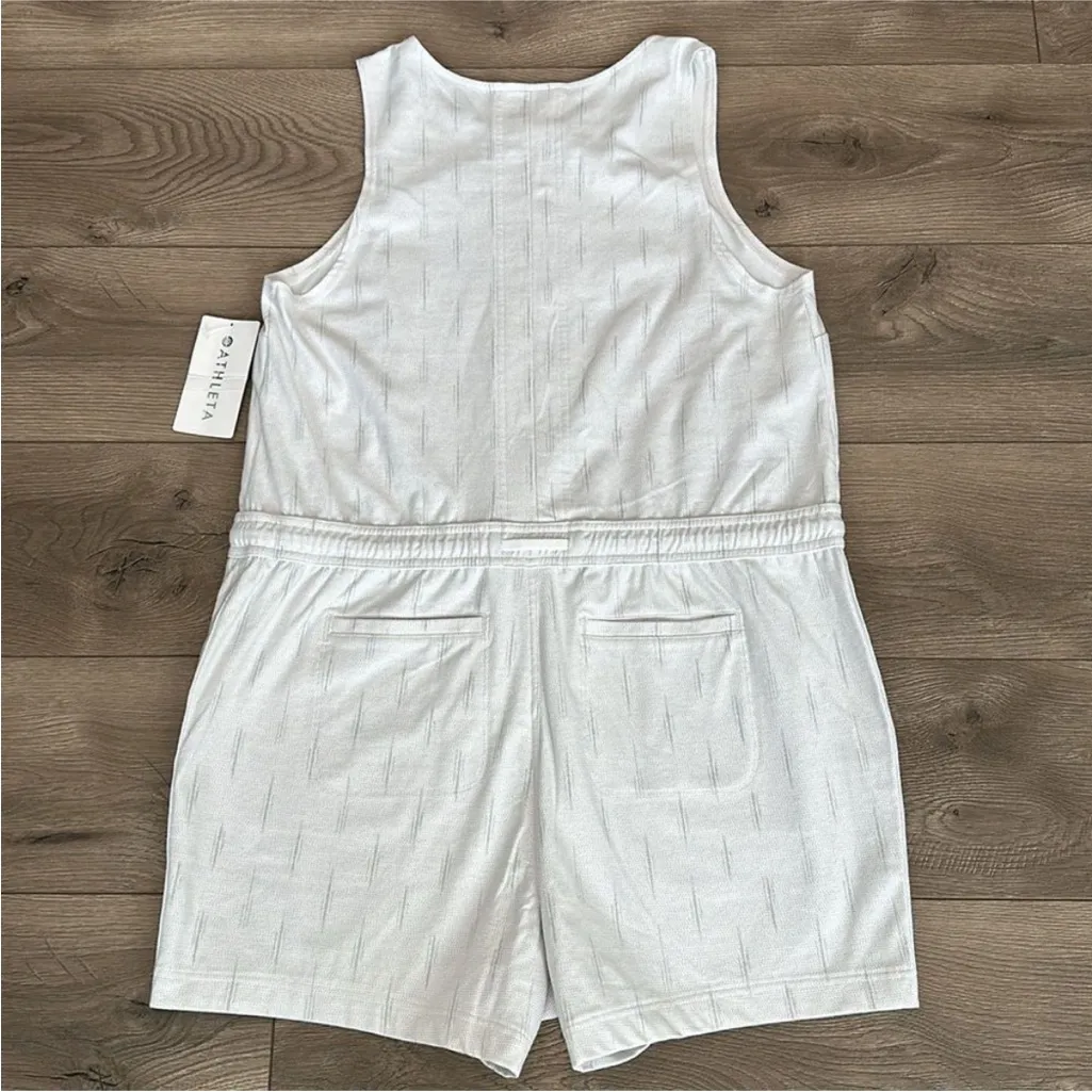 Athleta Farallon Romper Shorts Sleeveless White Printed Front Snap Size 1X - Image 2