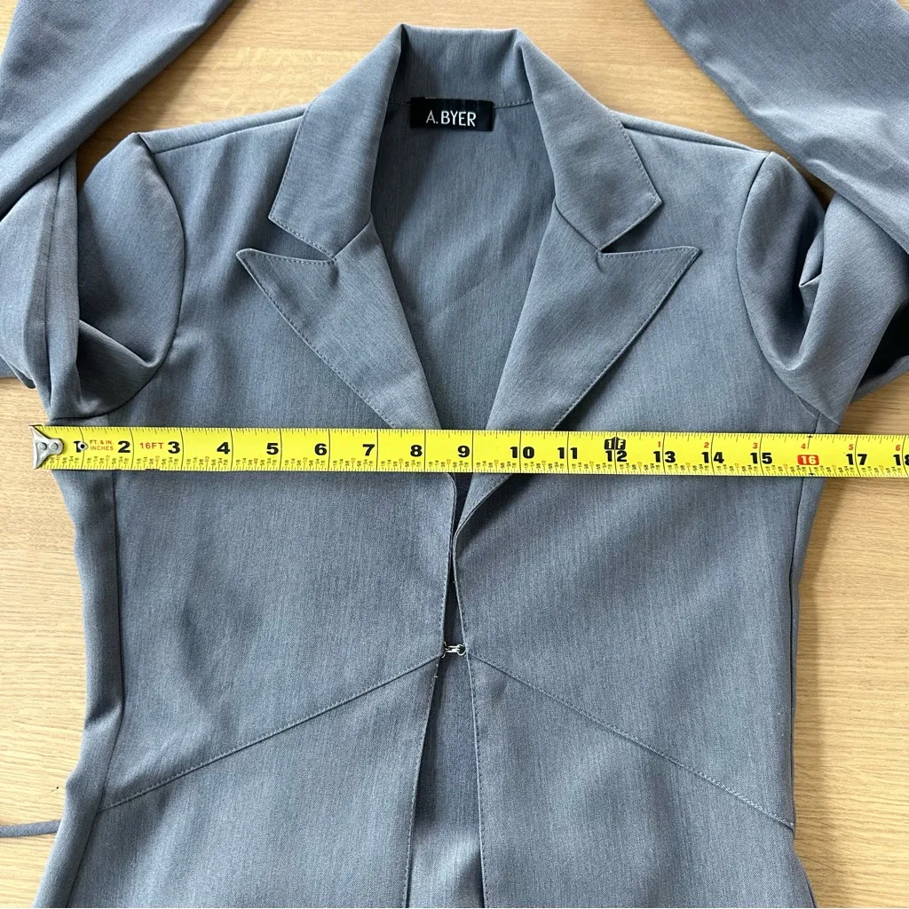 Vintage Y2K A. Byer Grey Blazer Jacket Sz S Single Eye hook 90s Academia Preppy - Image 9