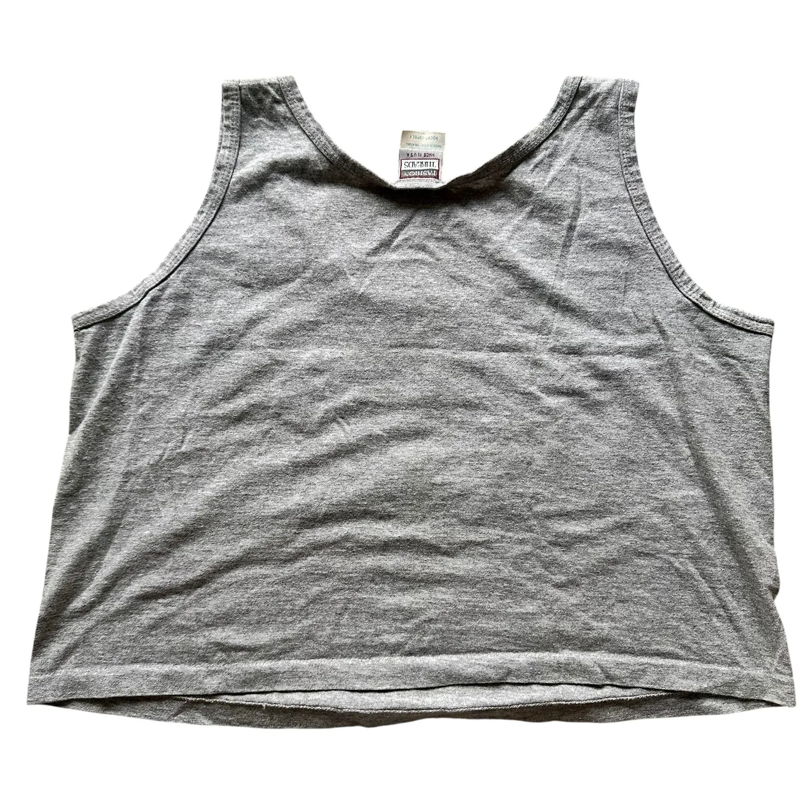 Vintage Fashion Threads "Palm Springs" Bubble Letter Scoop Neck Gray Tank M/L Size L - Image 5