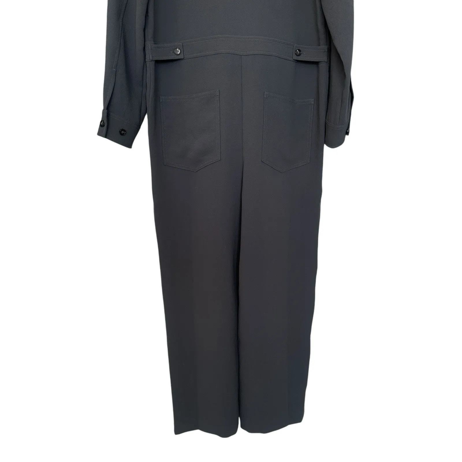 Aritzia Wilfred Utility Broiler Jumpsuit Gray Button Pockets Crepe Size Medium - Image 10