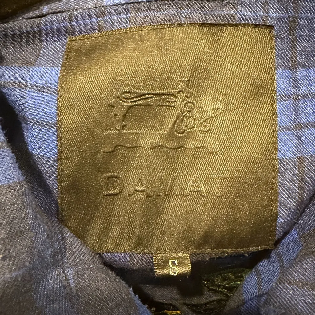 Damati Embroidered Plaid Flannel Shirt Jacket Floral Snake Butterfly Size Small Blue - Image 7