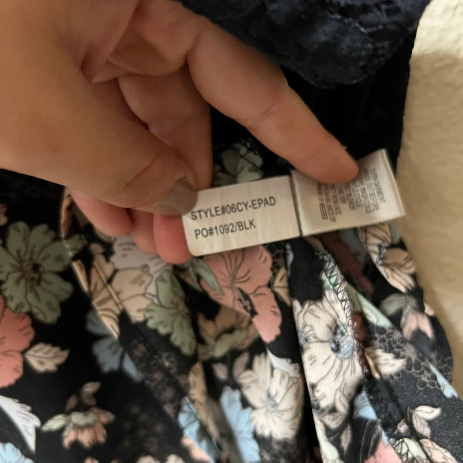 Self Esteem Blouse Black Floral Lace Pom Pom Crew Neck Sleeveless Top Hi-Back L - Image 8