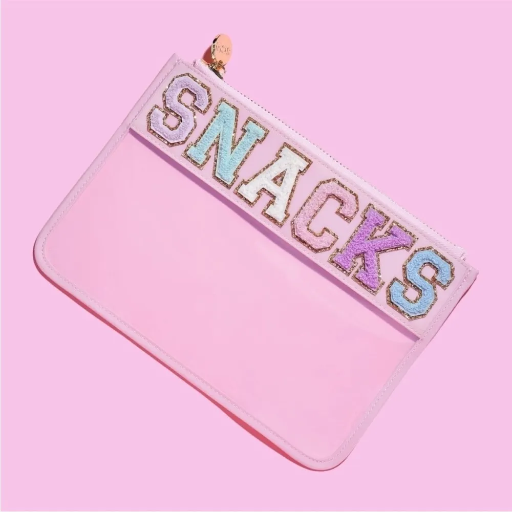 NWT STONEY CLOVER LANE Snacks Clear Flat Pouch in 
Flamingo - Image 2