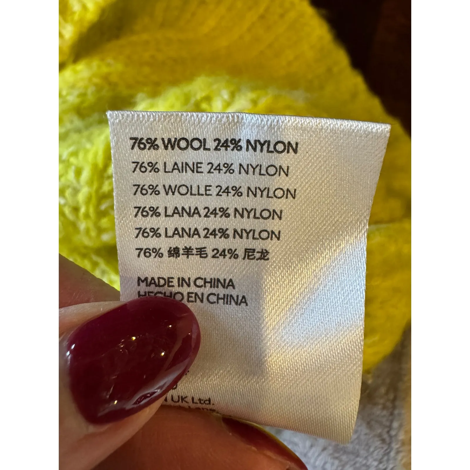 Anthropologie Sweater Women Small Yellow Neon Honore Ribbed Wool Blend Preppy - Image 12