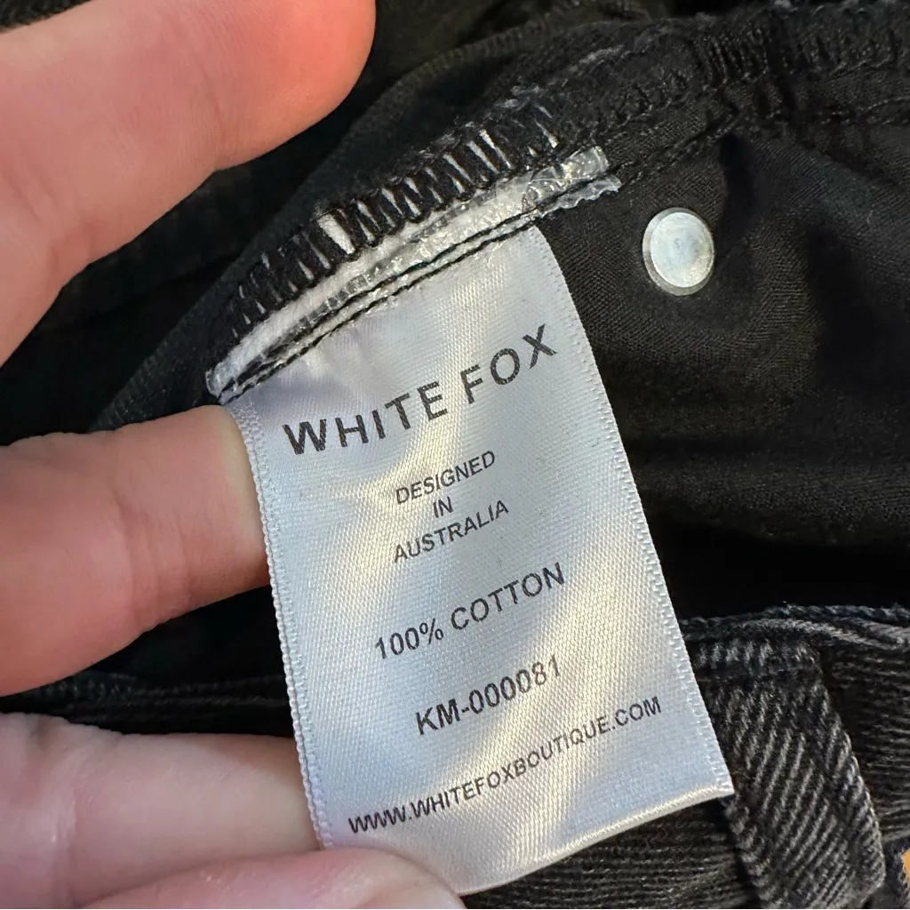 White Fox Bring The Style Low Rise Wide Leg Jeans Black Acid Wash Medium New - Image 9