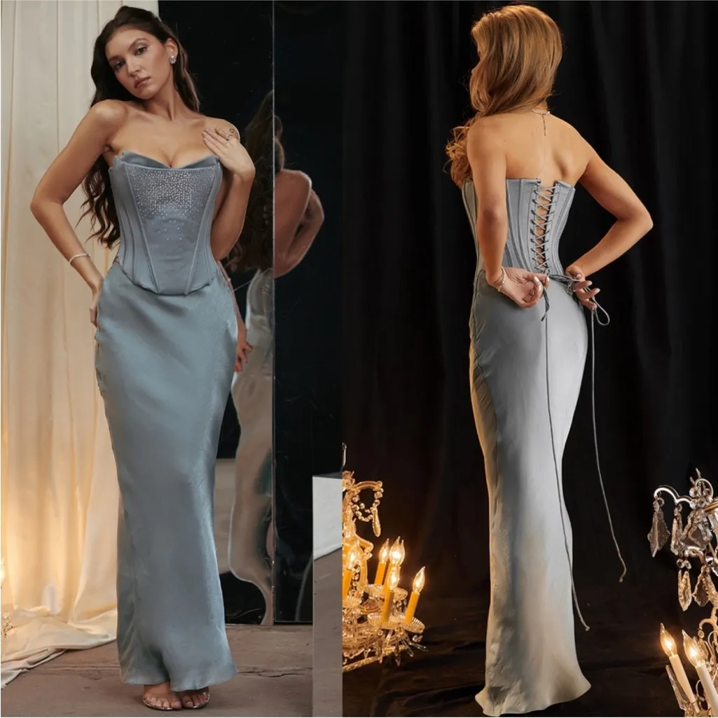 House Of CB‎ 'Amadi' Cool Blue Floor Length Maxi Skirt - Image 5