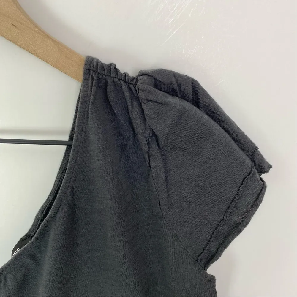 EXPRESS  Ruffled One Shoulder Tee in Dark Grey Size Large - Image 2