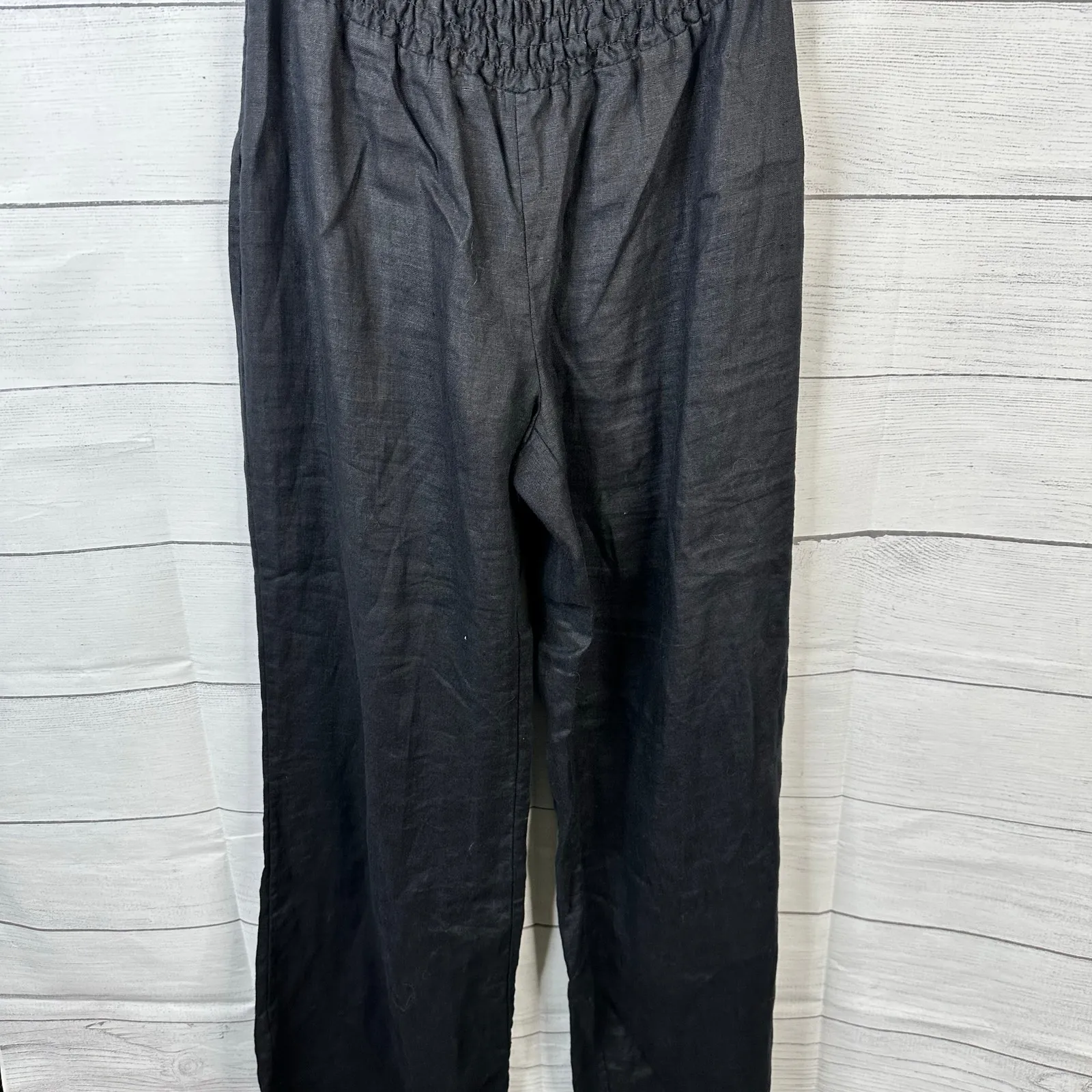 Blue Saks Fifth Avenue Womens size Medium Sleeveless Linen Jumpsuit Black - Image 4