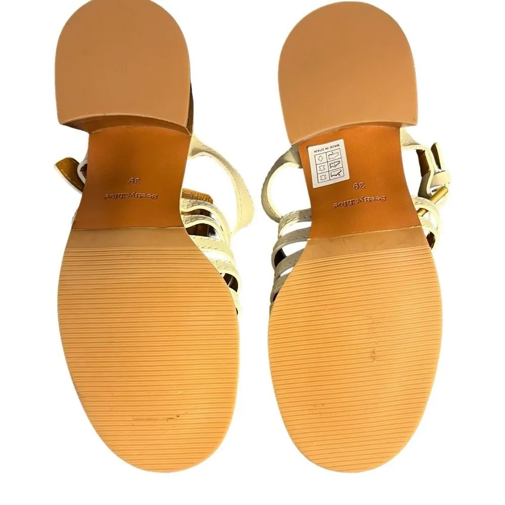 See by Chloe Cila Natural Leather Block Heel Caged Buckle Mule Sz 9 (39EU)NWOT - Image 7