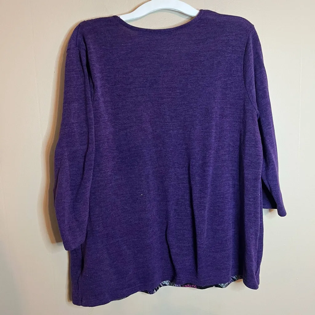 Sag Harbor Stretch Vintage Purple Layered Sweater Blouse - Image 2