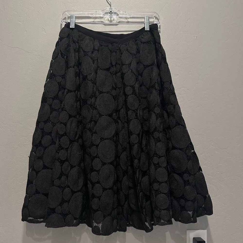 Anthropologie Tracy Reese‎ Black Raffia Circle Lace Midi Skirt Sz 4 - Image 9