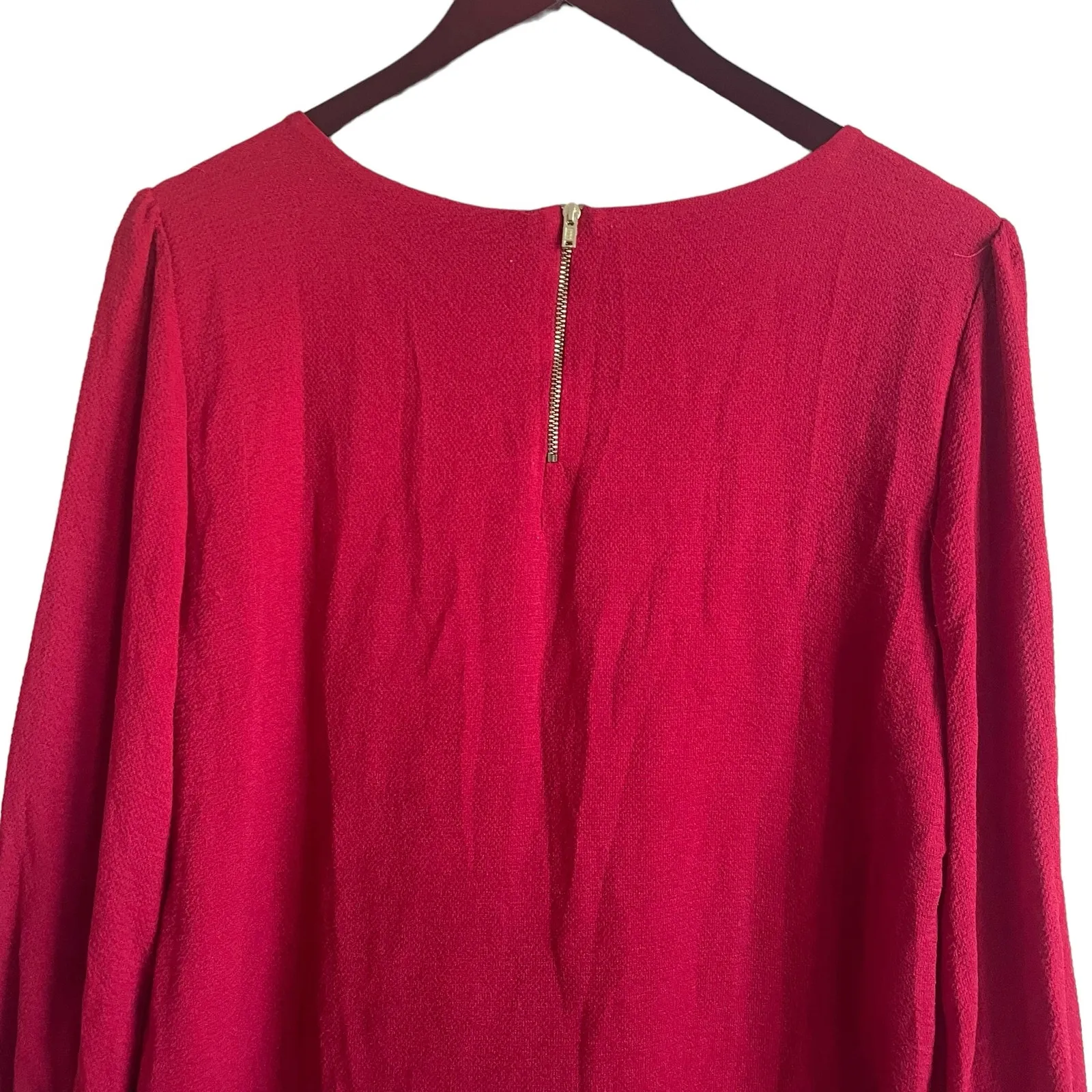 Lily‎ White Women Top XL Red Exposed Zipper Stretch Textured Workwear Effortless - Image 5