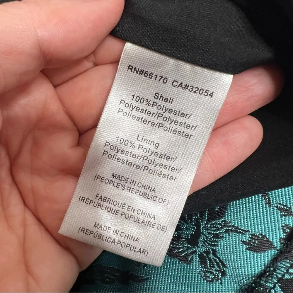 Anthropologie Hutch Teal Floral Jacquard Cut-out Mini Dress Size 12 petite - Image 8