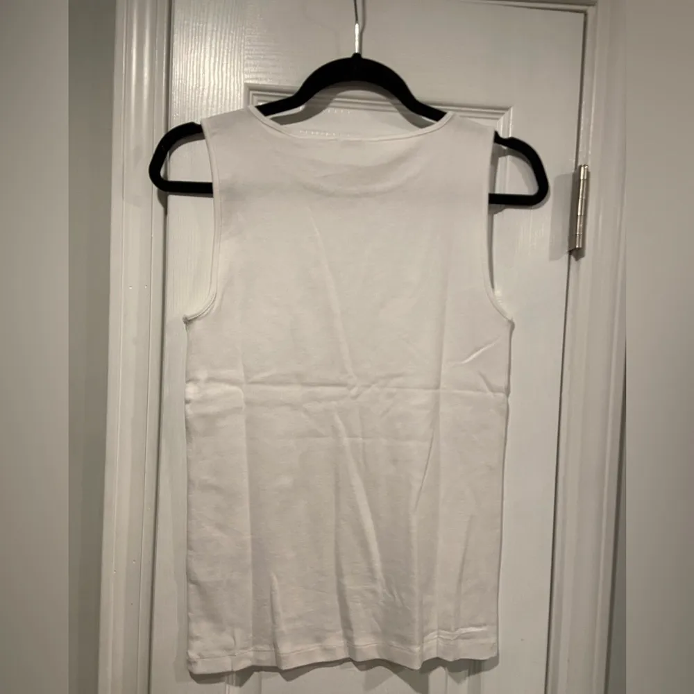 NWOT J. Crew Size S White Mid Weight Crew Neck Soft Knit Cotton Tank Top - Image 8