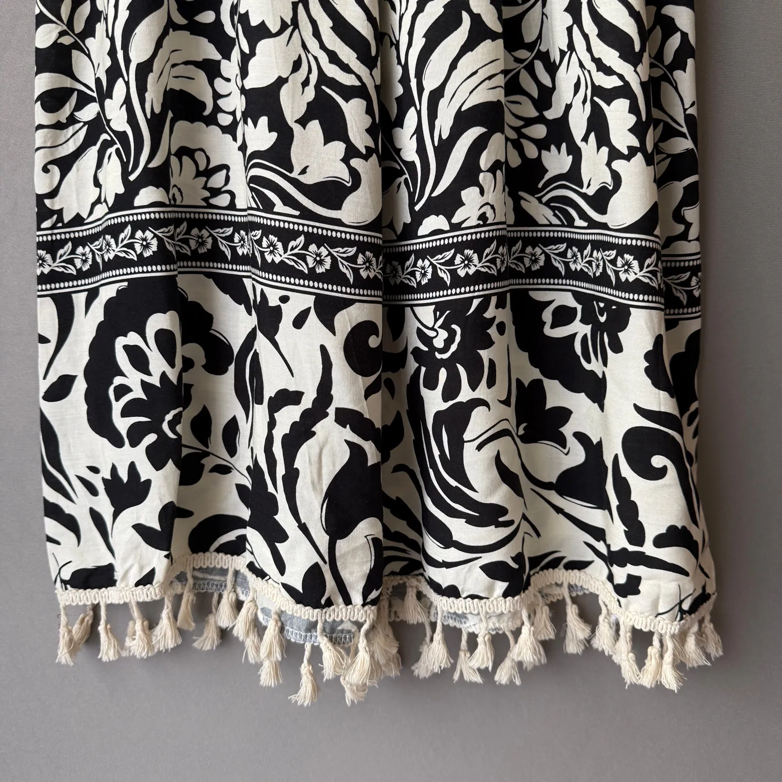 Boho sz M‎ brown cream tassel mini sun dress Size M - Image 8