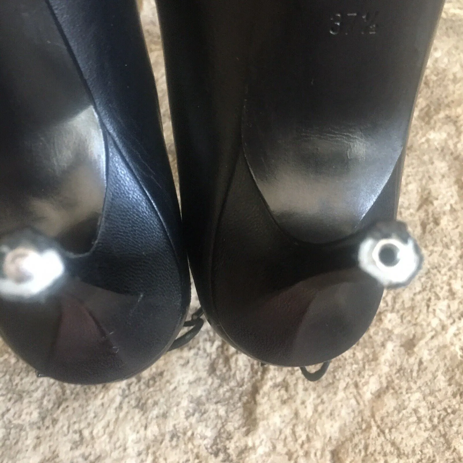 JIMMY CHOO Y2K Black Leather Bow Butterfly Cutouts Heels Pumps Shoes 37.5/7 - Image 7