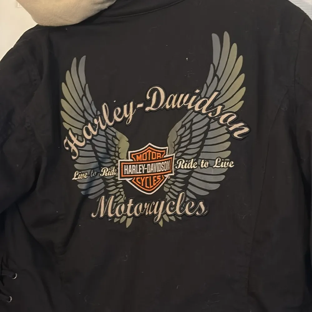 HARLEY DAVIDSON Black Zip Up Detachable Vest Size Large Motorcycle Jacket - Image 10