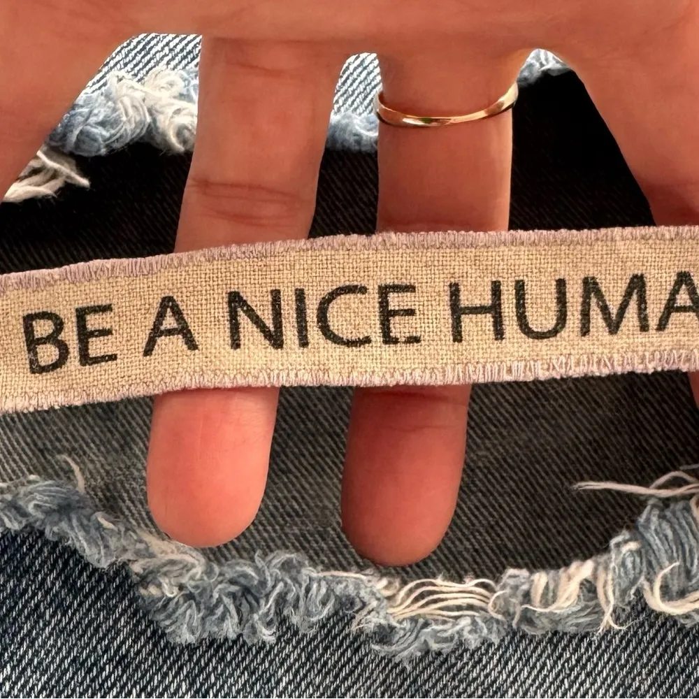 Born Again Bluez blue distressed high waisted jeans, size S patched ankle boho - Image 9