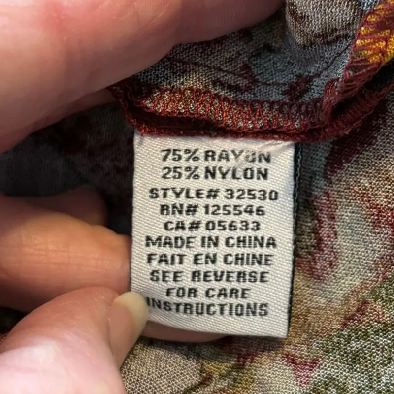 Habitat Size M Button Front Shirt Top Blouse Abstract Leaf Print Fall Autumn - Image 4