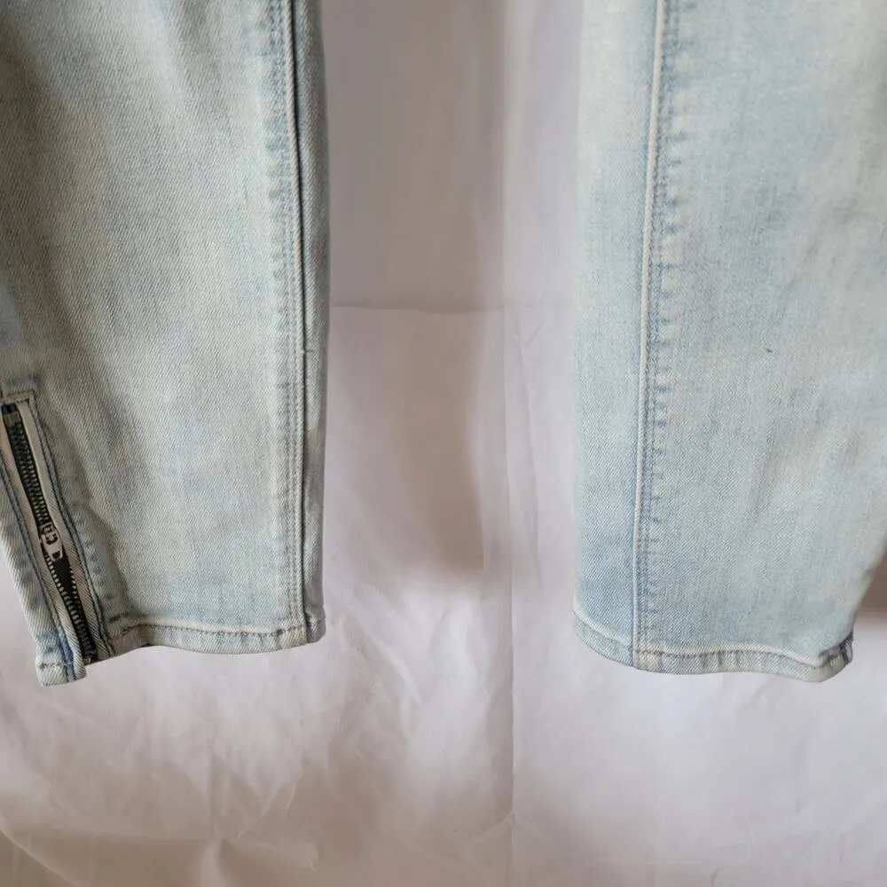 WHBM Light Acid Wash Low Rise Crop Ankle Zipper Modern Skinny Jeans Size 0 - Image 4