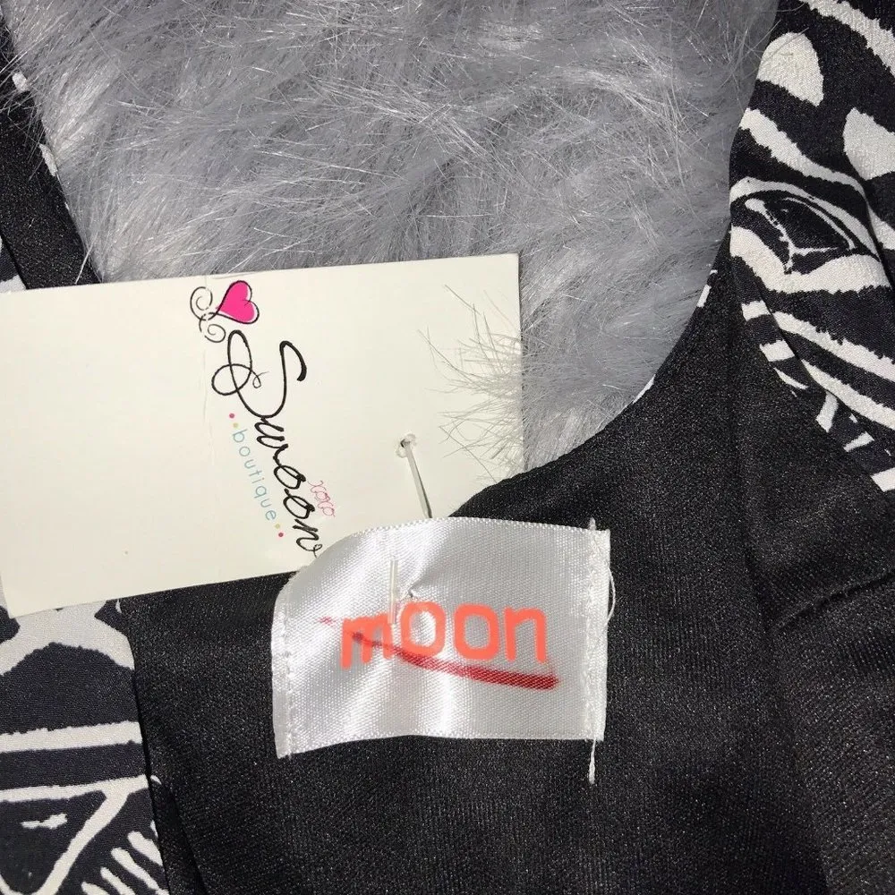 Moon Skater Dress Womens Size Medium Black White Geometric Tank No Belt - Image 4