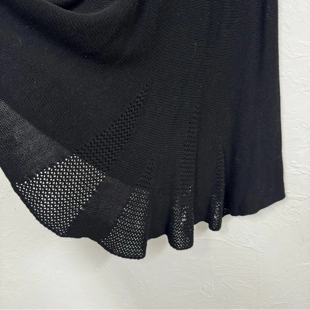 Vintage Anthropologie Cordelia Black Knit Midi Skirt Asymmetrical Hem Womens S - Image 3