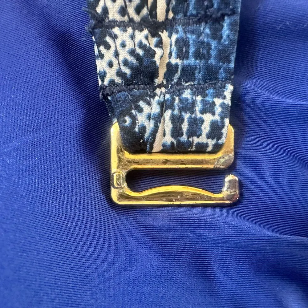 La Blanca Geometric Print High Neck Bikini Set Blue White Top 6 Bottom 4 - Image 7