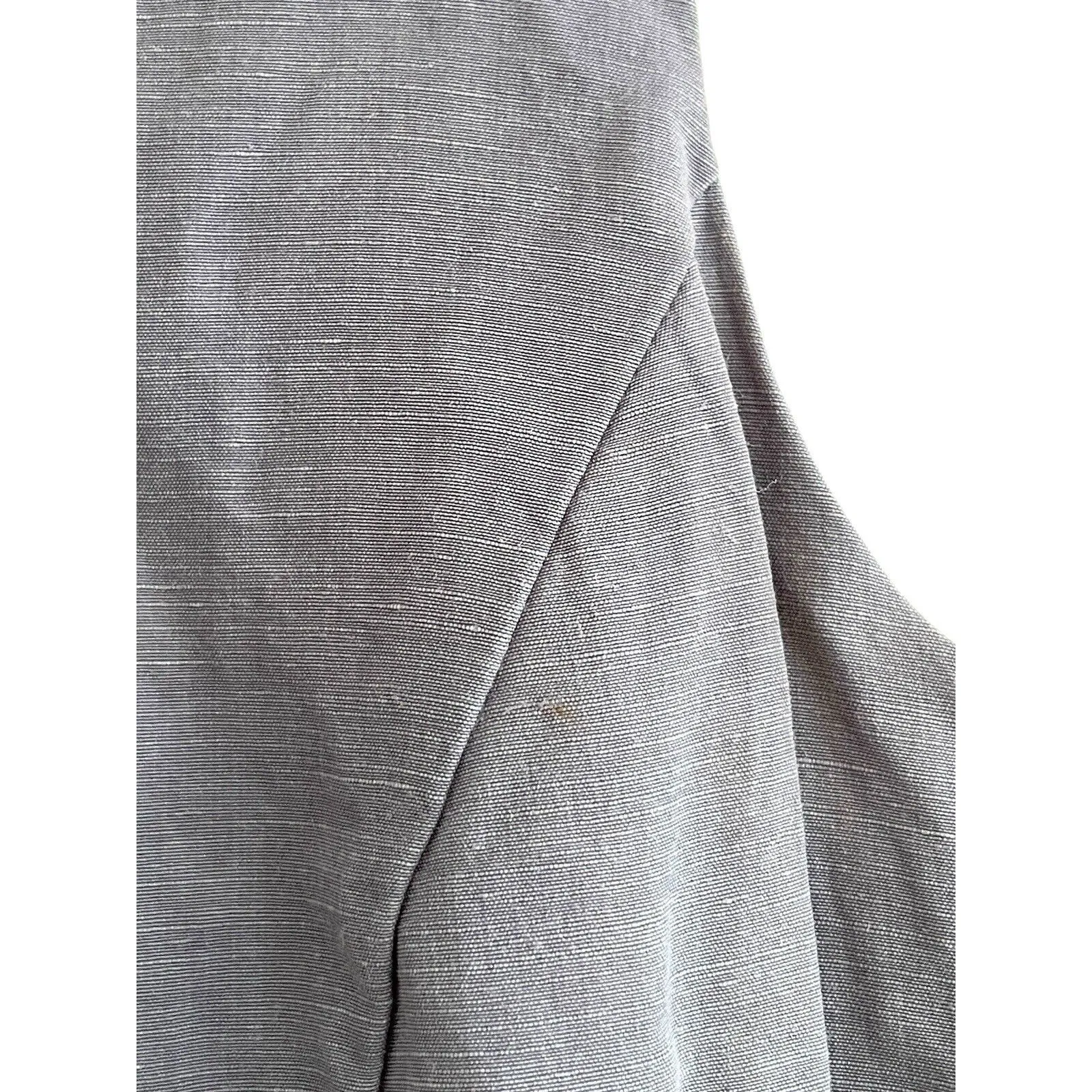 Vintage Margaret O’Leary Sleeveless Midi‎ Dress Size Small Linen Silk Gray Blue - Image 5