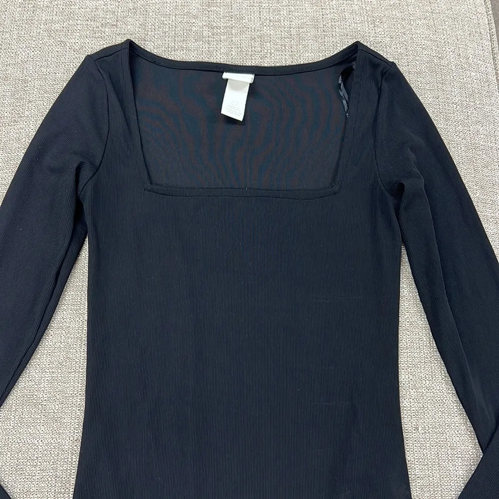 H&M Black Square Neck Bodysuit - Image 2