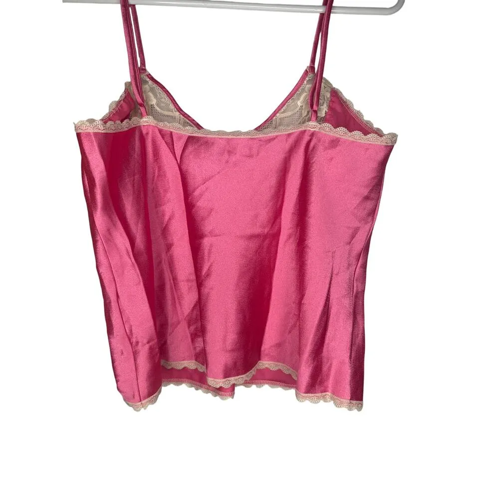 Vintage Valentino Camisole Medium Pink Cream Lace Trim Slip Tank Top Polyester - Image 4